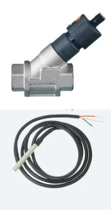 Snímač proudění teplé vody měřeného na vstupu do zásobníku. Snímače DS18B20 na zpátečce a na zásobníku